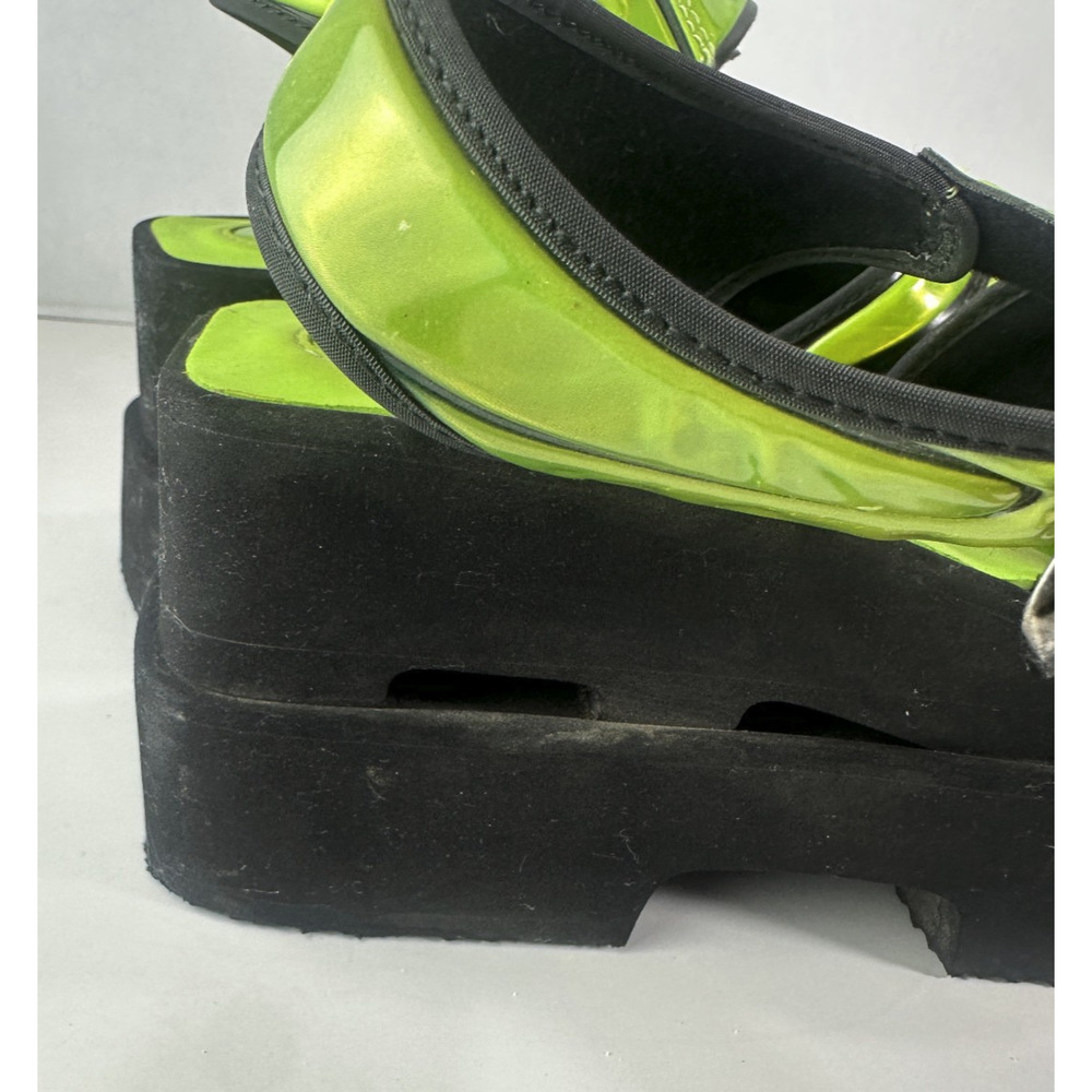 *Damaged* Rare Vtg 90s Skechers Platform Lime Green Chunky Sandals 10 Y2K Rave - Picture 8 of 16